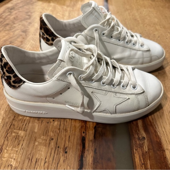 Golden Goose Pure Star Sneakers with Leopard Print Heel Tab Size 37 - Picture 4 of 10